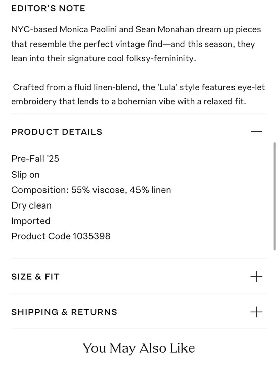 Sea NY Lulu embroidered linen top NWOT!! - Picture 5 of 6